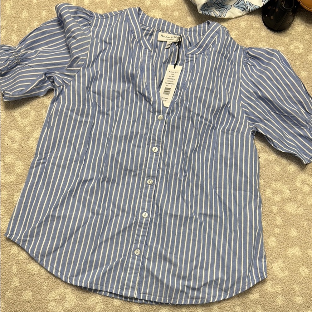 Michael Stars Blue and White Striped Top